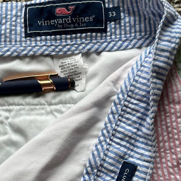 Vineyard Vines Blue Pink Cotton Flat Front Shorts, Men’s 33 - Picture 2 of 4